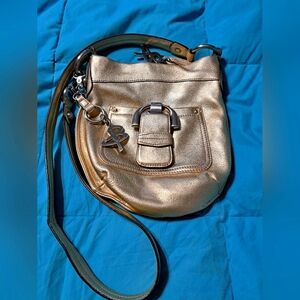 Gold B Markowsky Leather Crossbody Bag with keychain